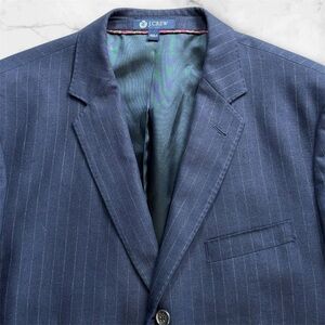 J.Crew Mens 44R Navy Pinstripe Blazer Sport Coat Suit Jacket Lined 3 button